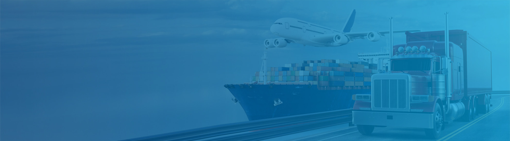 Truck, cargo ship. and airplane